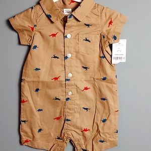 NWT Khaki Dinosaur Bodysuit, size 9 mo.
